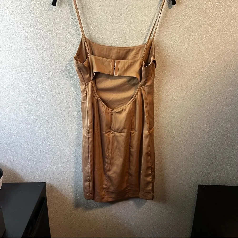 Emory Park Taupe Silky Mini Dress - Picture 4 of 4